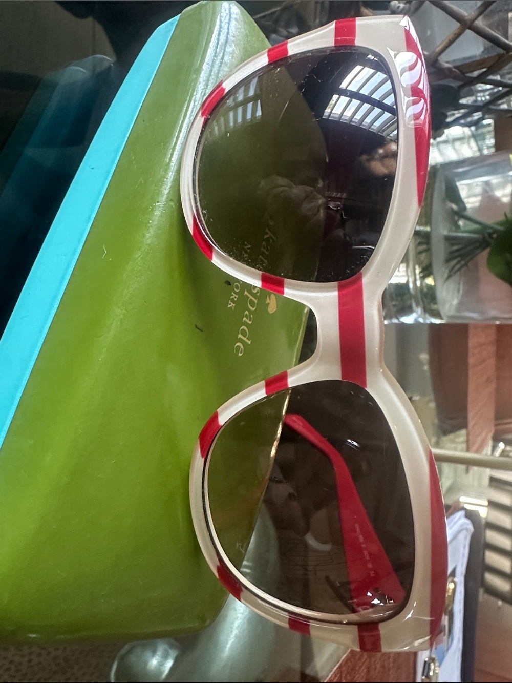 Kate Spade Red & White Striped Sunglasses